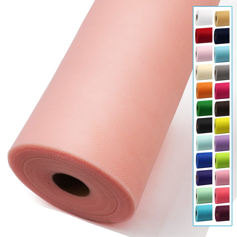 IONTACH Blush Tulle Fabric Rolls 54 Inch by 40 Yards Tulle Bolt Spool for Wedding Decorations DIY Tutu Baby Shower Table Skirt Ceiling Decor Birthday Party Craft Supplies - Image 1
